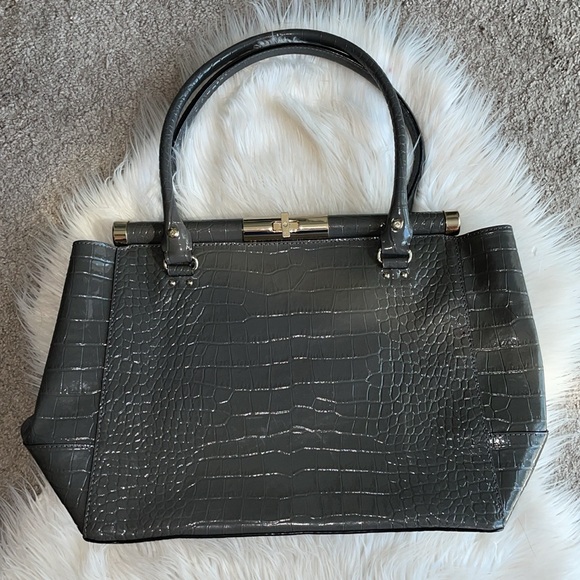 Kate Spade Constance Knightsbridge Gray Croc Embossed Leather Bag EUC - Picture 5 of 16